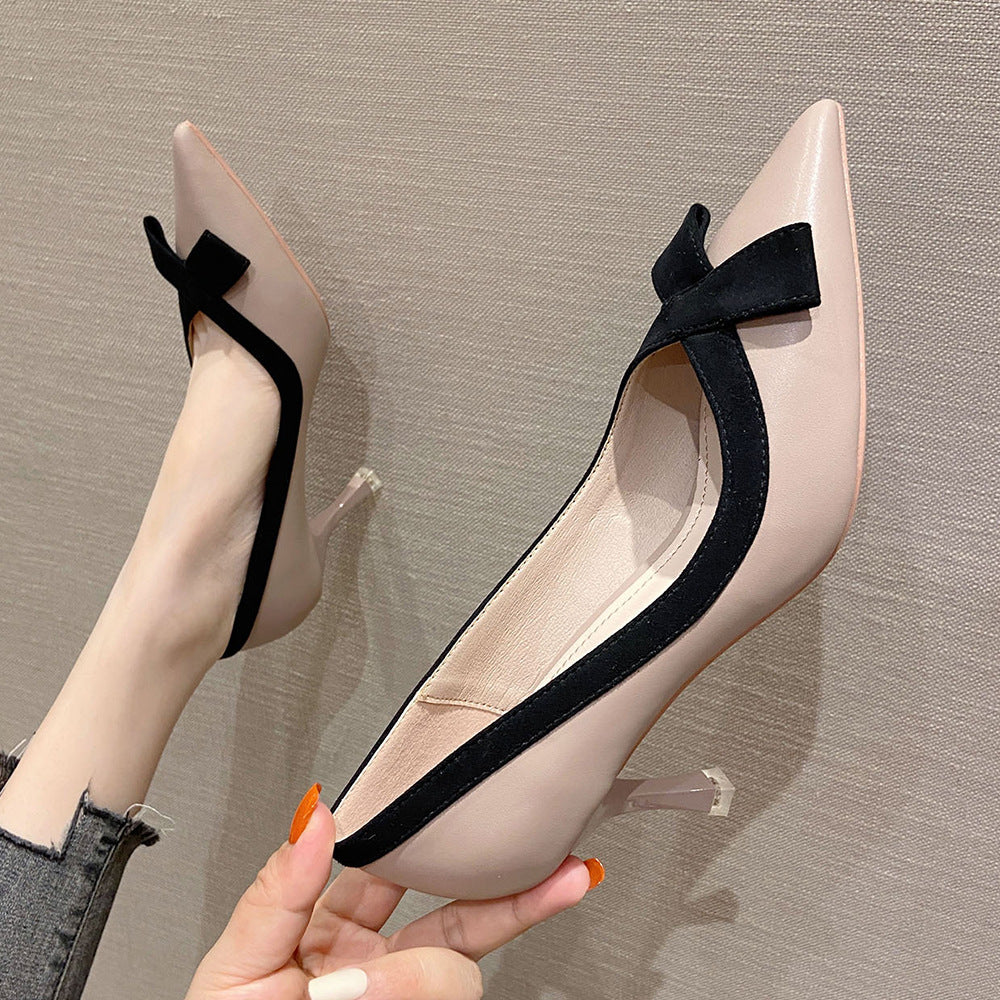 Elegant Mid Kitten Heel Women Pointy Toe Shoes Slip On Dress Date Shoes