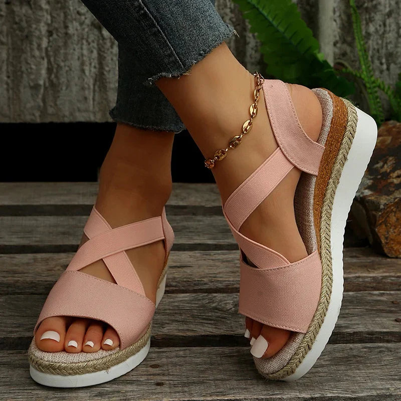 Sandalias Casual Cross-Strap Retro Mujer