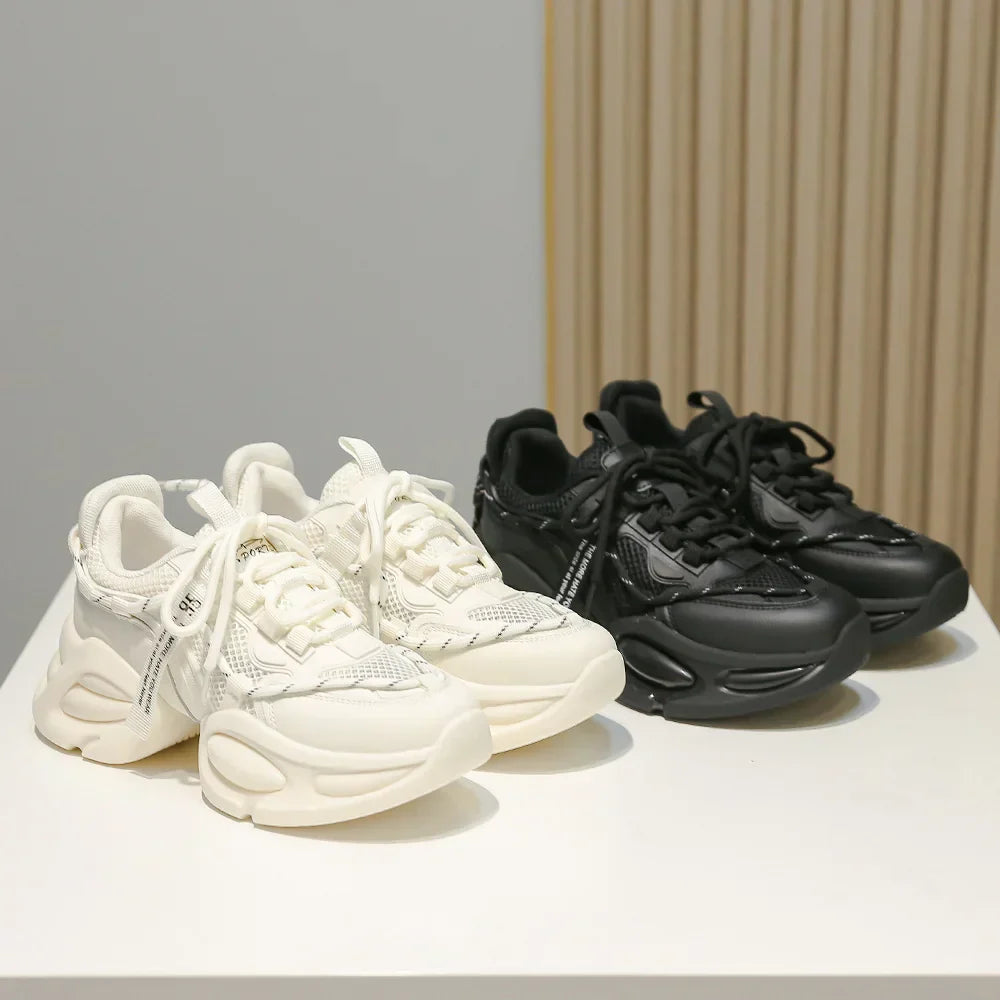 Læder Mesh Platform Sneakers til kvinder