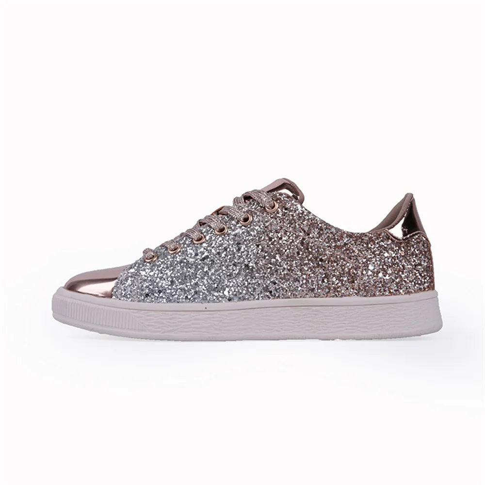 Slip-on-sneakers med sølvglitter til kvinder