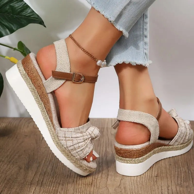 Casual Open Toe Wedges Komfortabel ankelrem