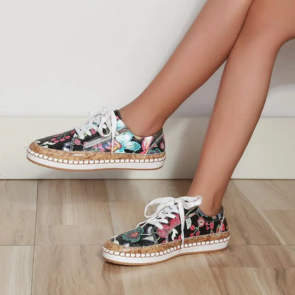 Vulkaniserede sneakers med blomsterprint til kvinder