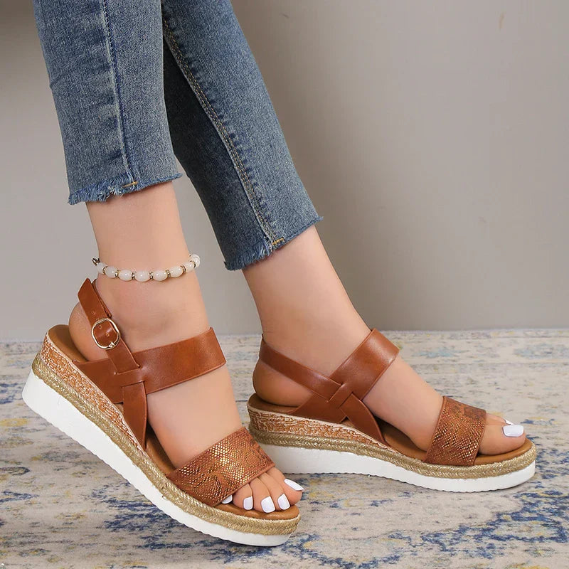 Sandalias de cuña con plataforma para mujer