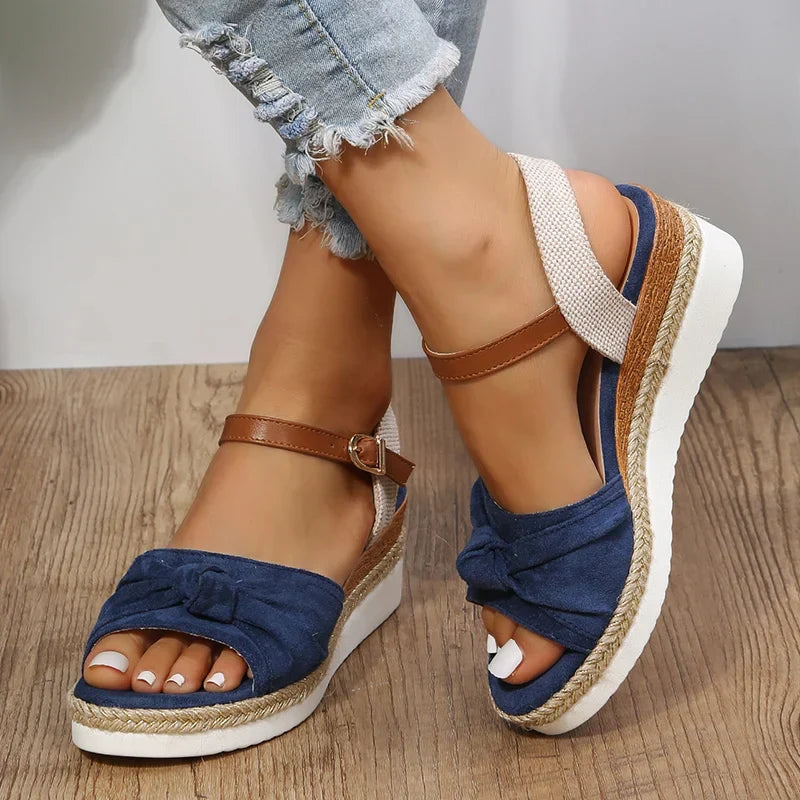 Casual Open Toe Wedges Komfortabel ankelrem