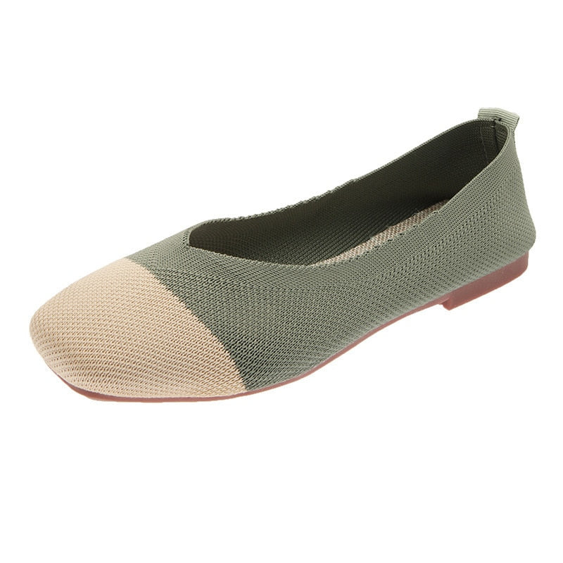 Kvinder Flats Mesh Ballet Square Toe Slip-On Loafers Åndbare Flats