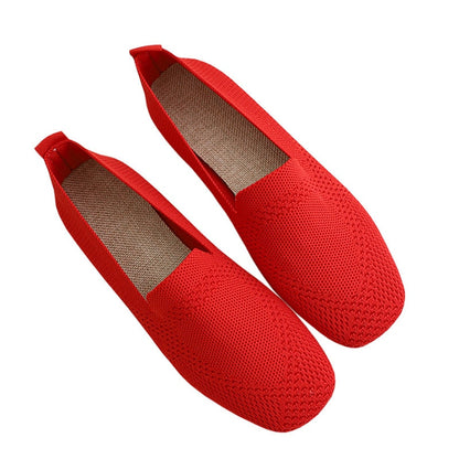 Kvinder Flats Mesh Ballet Square Toe Slip-On Loafers Åndbare Flats