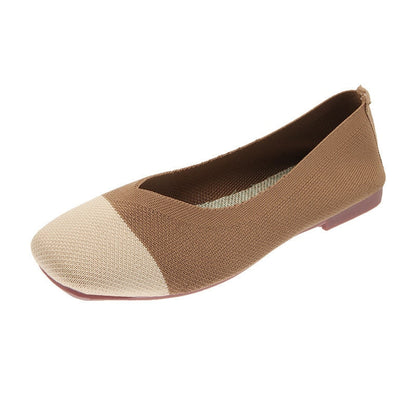 Kvinder Flats Mesh Ballet Square Toe Slip-On Loafers Åndbare Flats