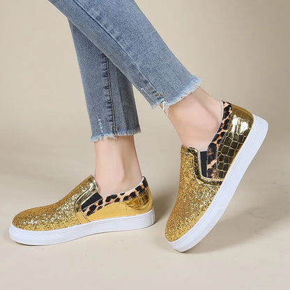 Flade loafers med glitter og pailletter