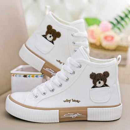 Casual Lace Up Black White Bear Shoes