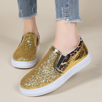 Flade loafers med glitter og pailletter