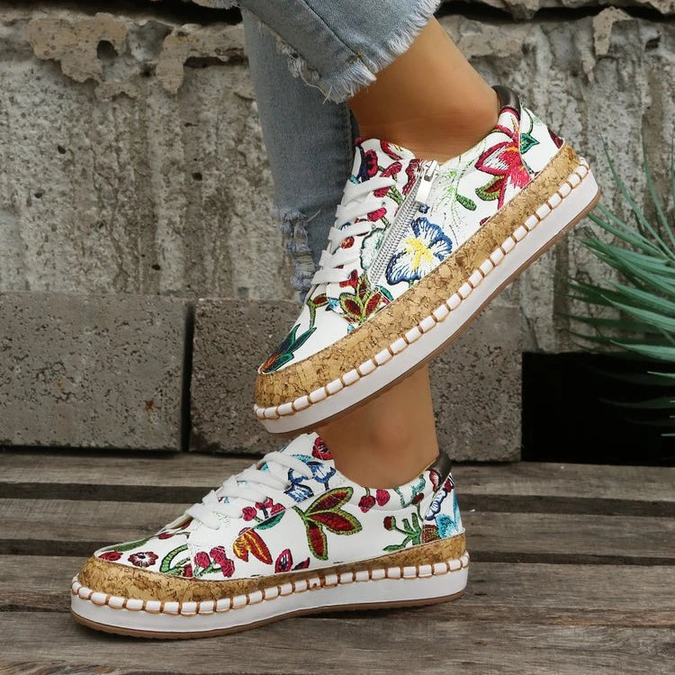 Vulkaniserede sneakers med blomsterprint til kvinder