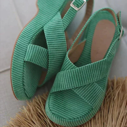 Lazy Suede Cross Strap Casual Sandals