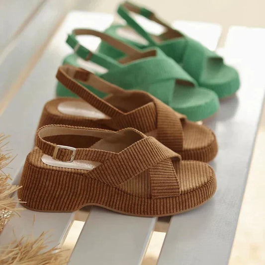 Lazy Suede Cross Strap Casual Sandals