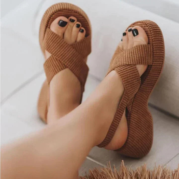 Lazy Suede Cross Strap Casual Sandals