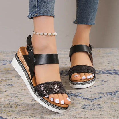 Sandalias de cuña con plataforma para mujer