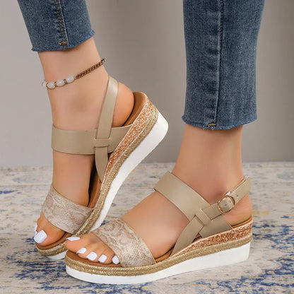 Sandalias de cuña con plataforma para mujer