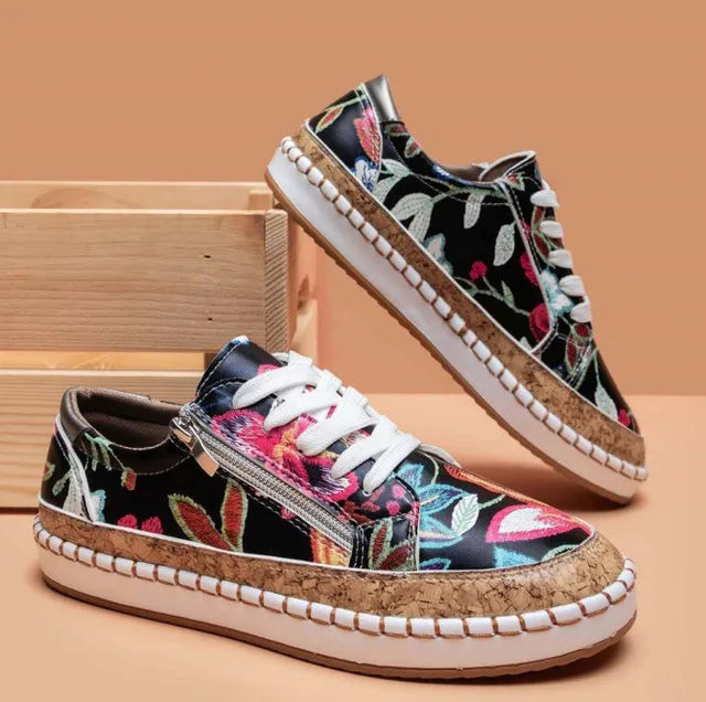 Vulkaniserede sneakers med blomsterprint til kvinder