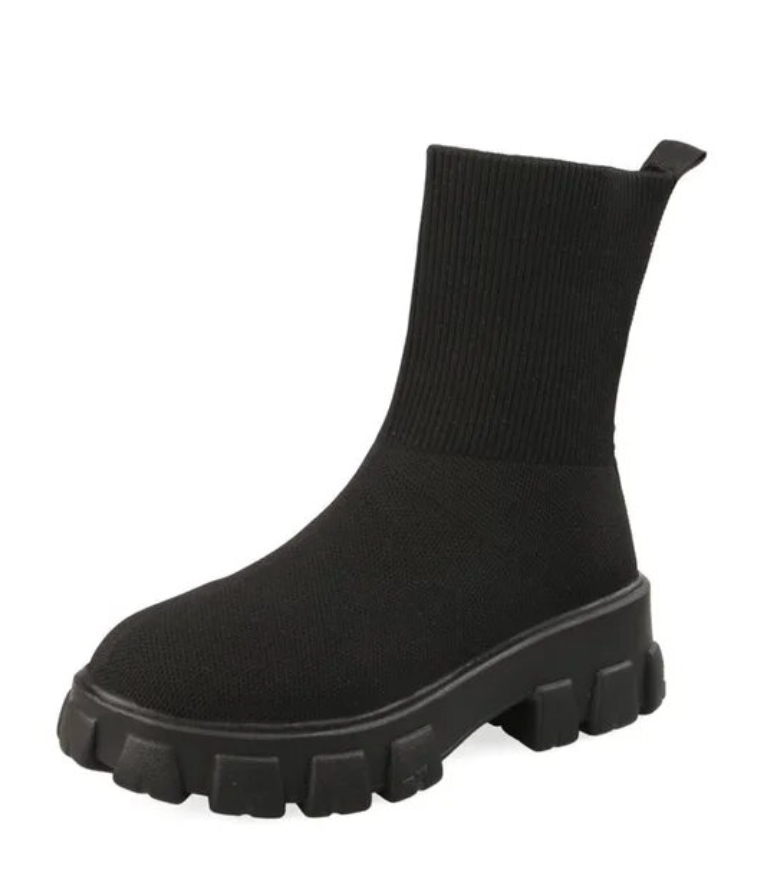 Ankelstøvler til kvinder Mid Calf Knit Chunky Shoes