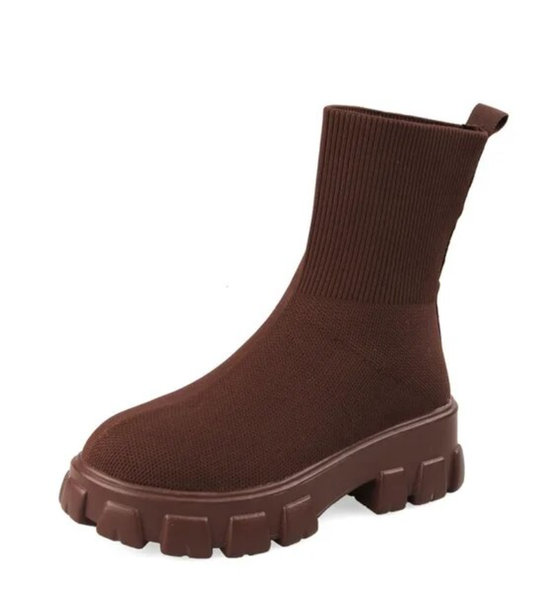 Ankelstøvler til kvinder Mid Calf Knit Chunky Shoes