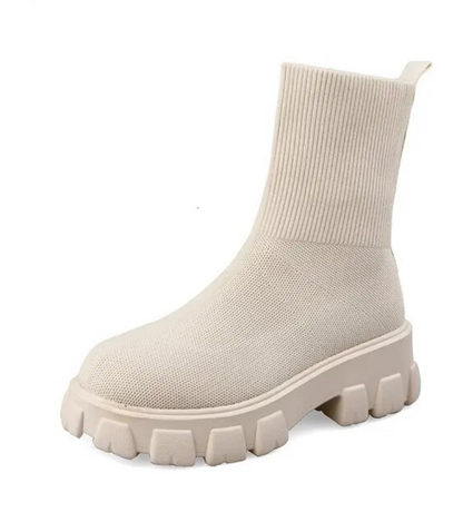 Ankelstøvler til kvinder Mid Calf Knit Chunky Shoes