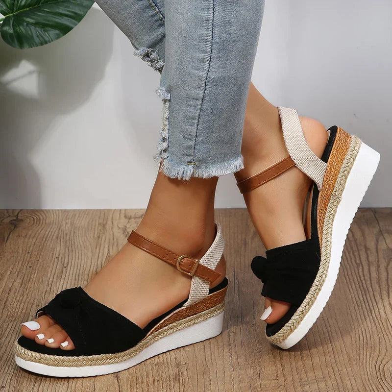 Casual Open Toe Wedges Komfortabel ankelrem