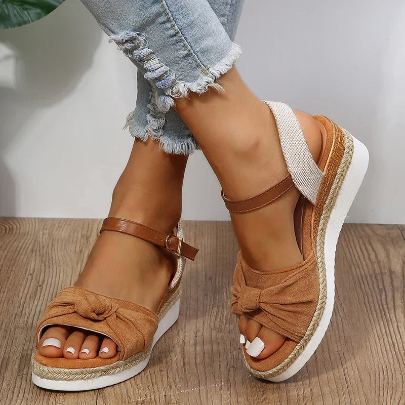 Casual Open Toe Wedges Komfortabel ankelrem