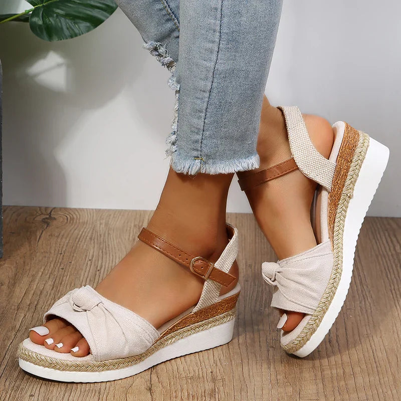 Casual Open Toe Wedges Komfortabel ankelrem