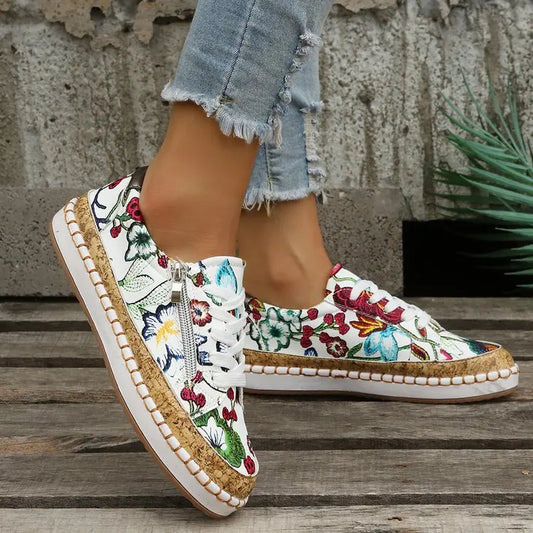 Vulkaniserede sneakers med blomsterprint til kvinder