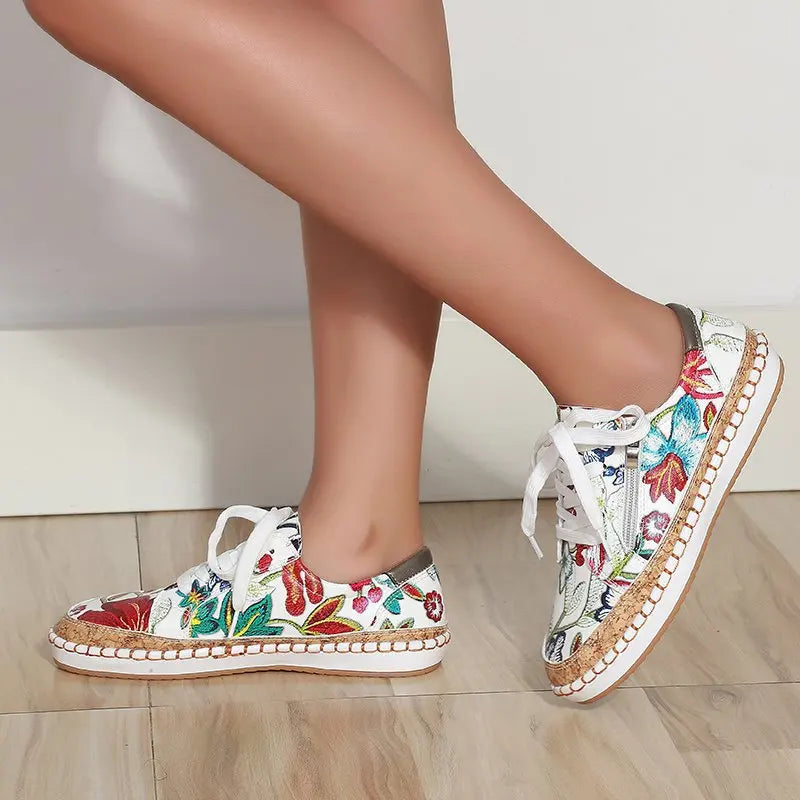 Vulkaniserede sneakers med blomsterprint til kvinder