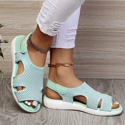 Flade sandaler i mesh med elastik Peep Toe