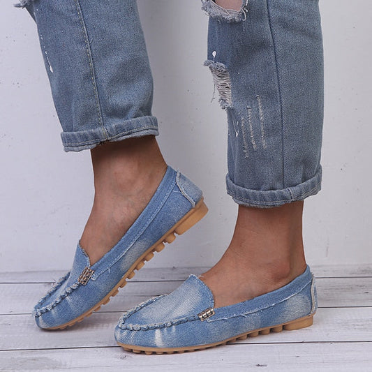 Damesko Denim Flats Jeans Sko