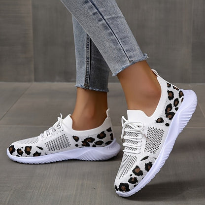 Sneakers i mesh med leopardprint til kvinder