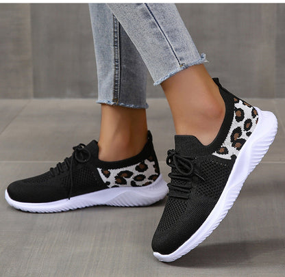 Sneakers i mesh med leopardprint til kvinder