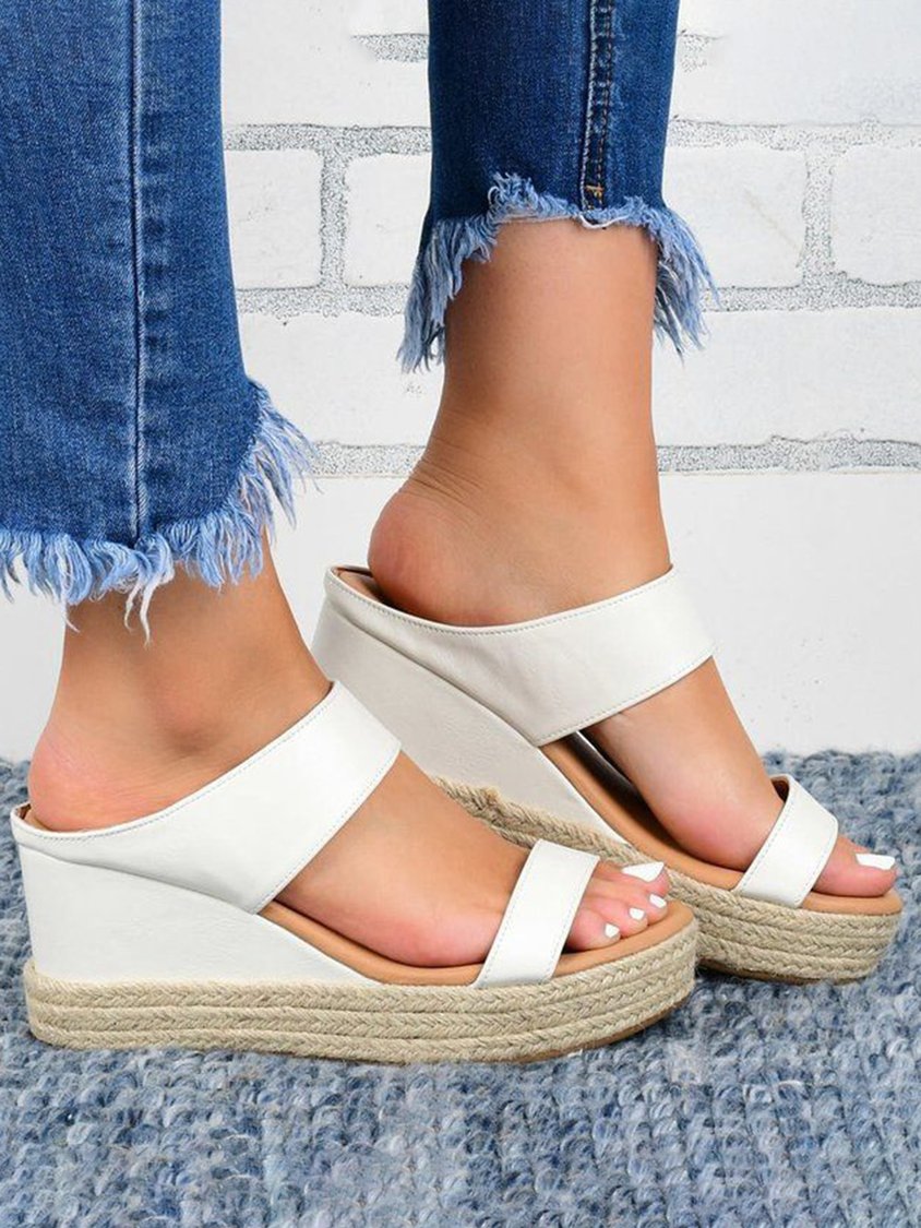 Strandferie Straw Wedges Sandaler