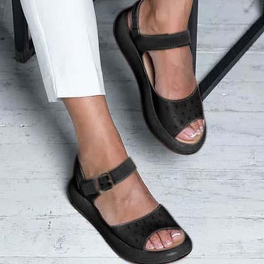 Ortopædiske flade sandaler med peep-toe