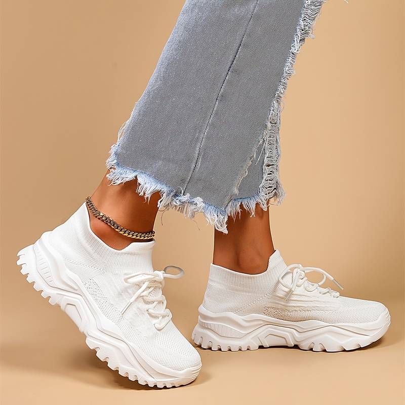 Sporty chunky sneakers i stof