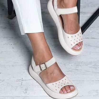 Ortopædiske flade sandaler med peep-toe