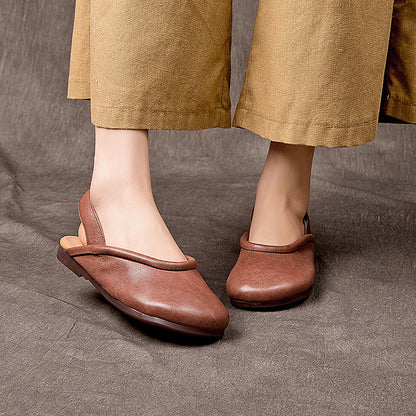 Håndlavede flade sandaler i blødt læder Loafers Slingback