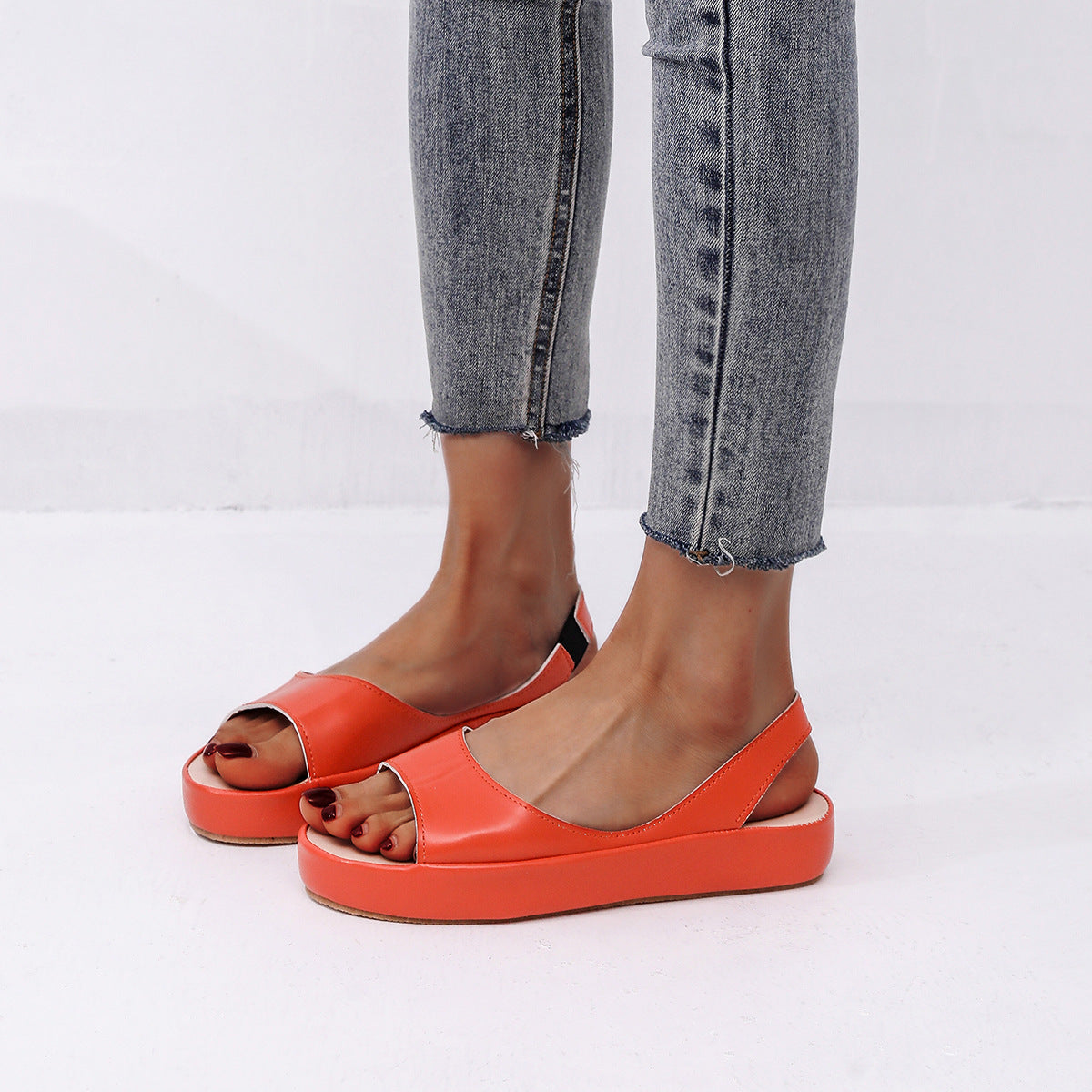 Peep Toe Strandsko Slip On