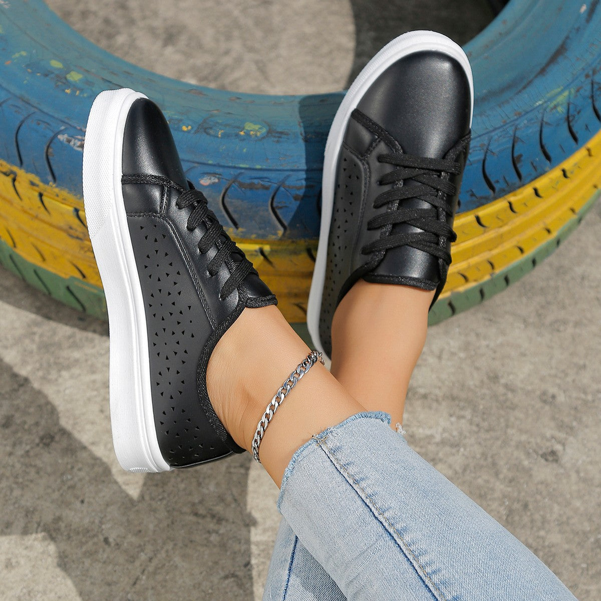 Dame Casual Flats Low Top Sneakers til kvinder