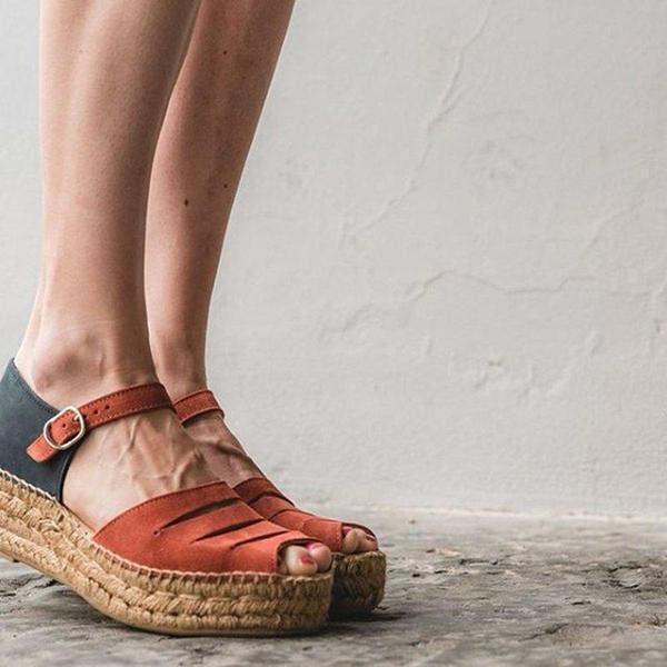 Boho espadrille kilehælssandaler