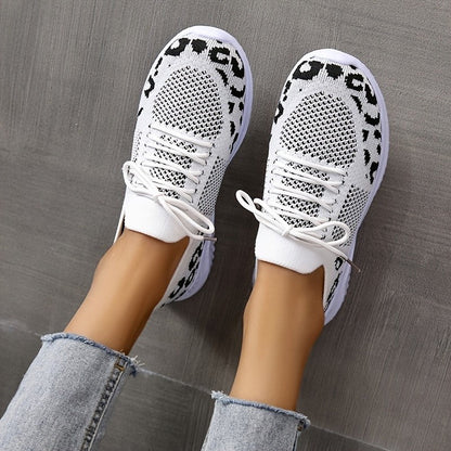 Sneakers i mesh med leopardprint til kvinder