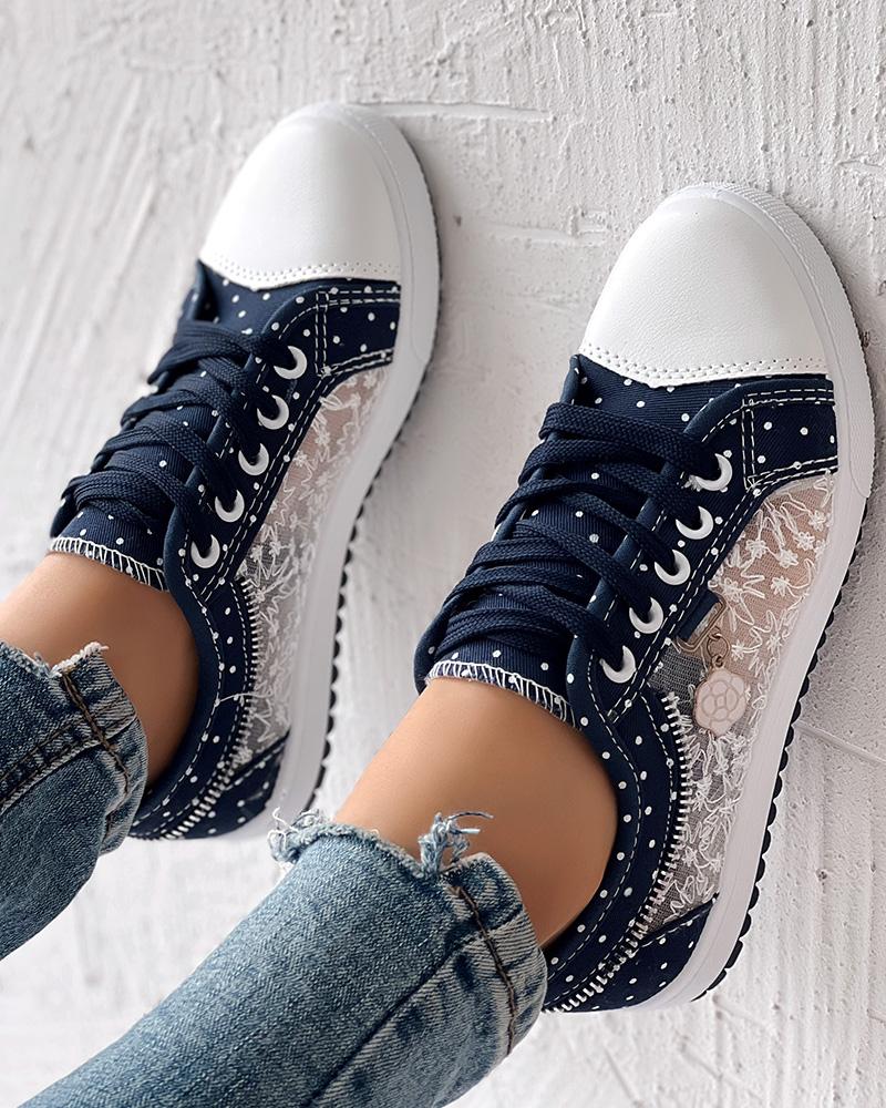 Flade sneakers i mesh til kvinder