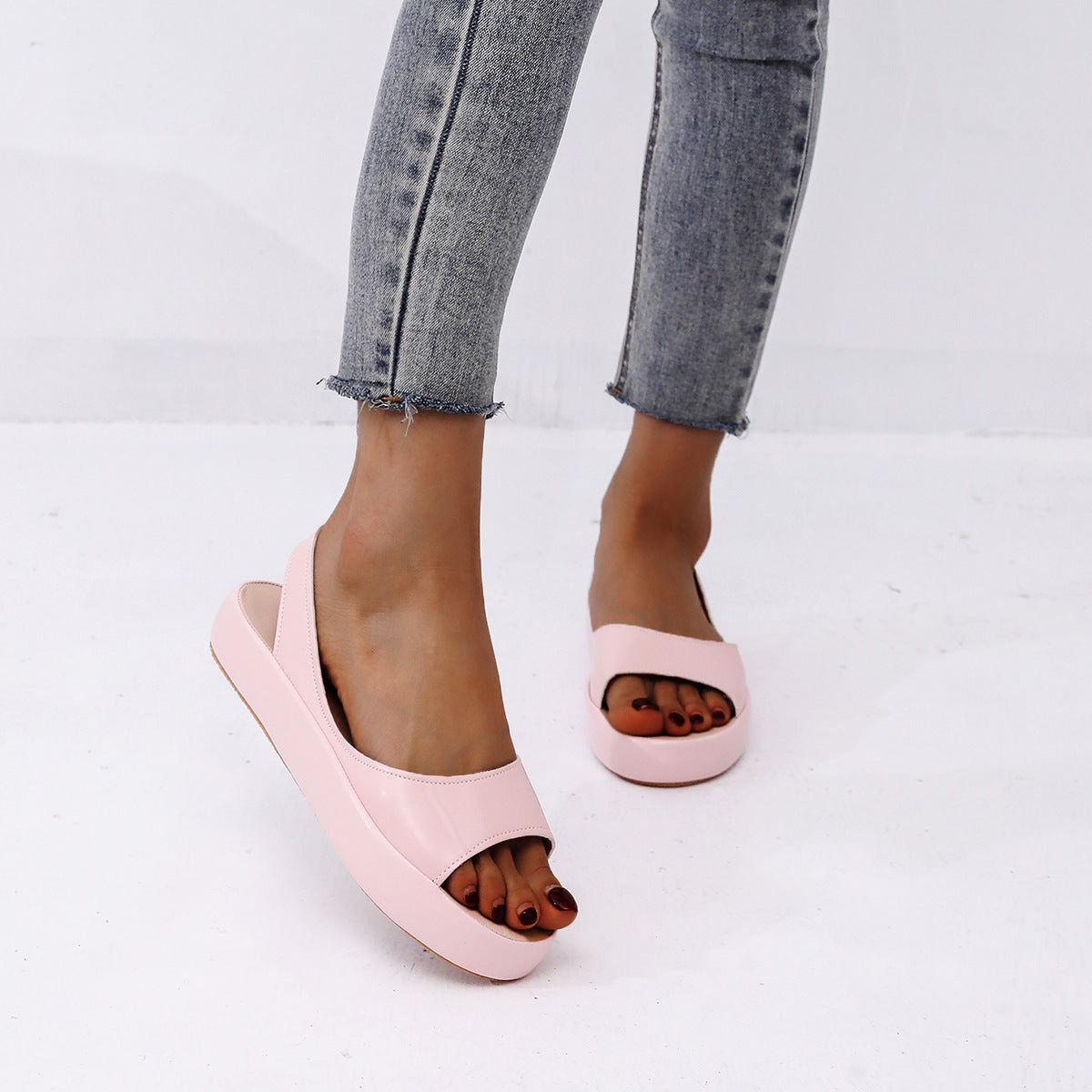 Peep Toe Strandsko Slip On