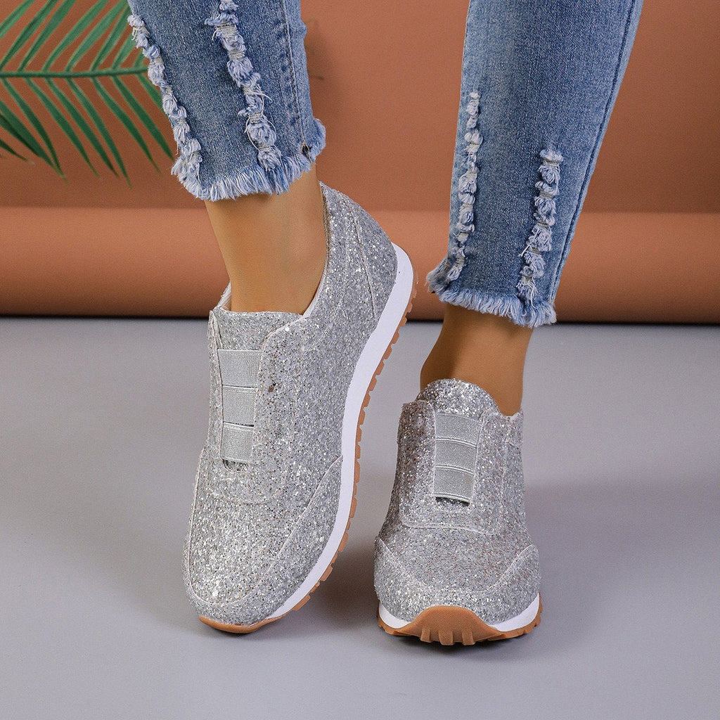 Funklende glitter elastiske slip-on modesko