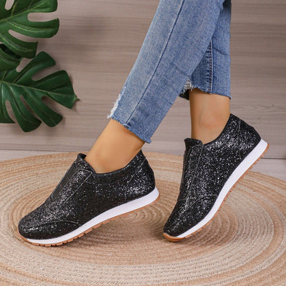 Funklende glitter elastiske slip-on modesko