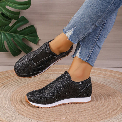 Funklende glitter elastiske slip-on modesko