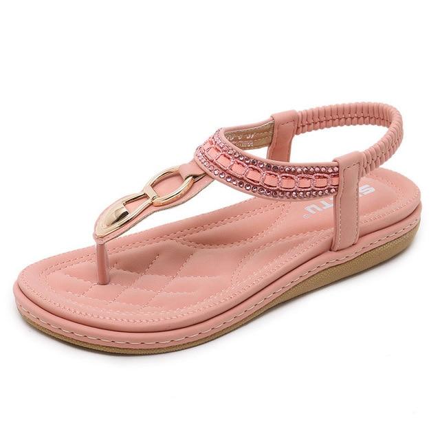 Blomstrede retro-sandaler med rhinsten