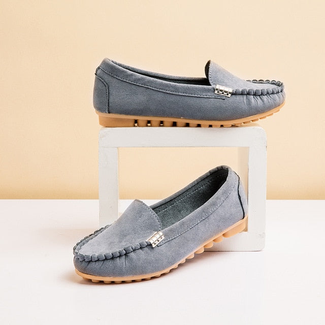 Slip-on-loafers i imiteret ruskind