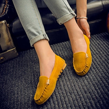 Slip-on-loafers i imiteret ruskind